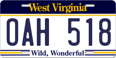 WV license plate OAH518