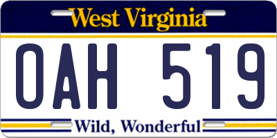 WV license plate OAH519