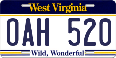 WV license plate OAH520