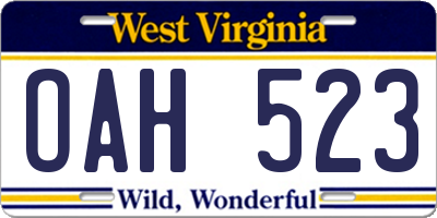 WV license plate OAH523