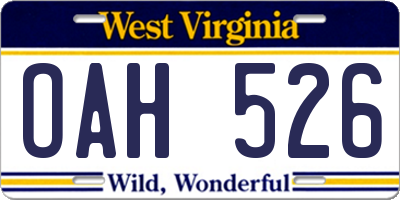 WV license plate OAH526