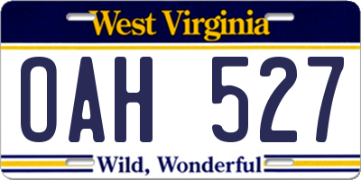 WV license plate OAH527
