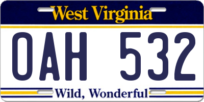 WV license plate OAH532
