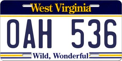 WV license plate OAH536