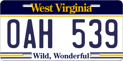 WV license plate OAH539