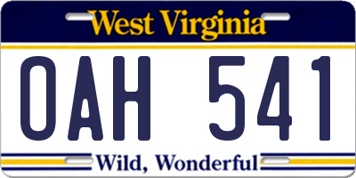 WV license plate OAH541