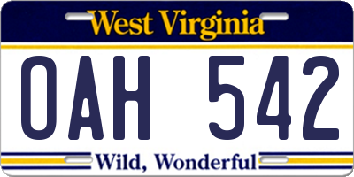 WV license plate OAH542