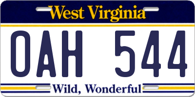 WV license plate OAH544