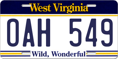 WV license plate OAH549