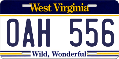 WV license plate OAH556