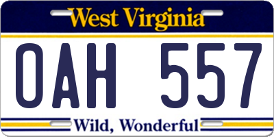 WV license plate OAH557