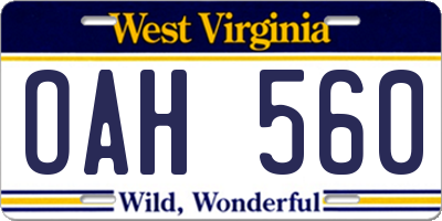 WV license plate OAH560