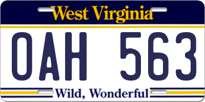 WV license plate OAH563