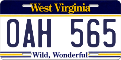 WV license plate OAH565
