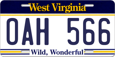 WV license plate OAH566