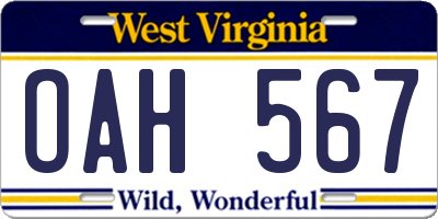 WV license plate OAH567