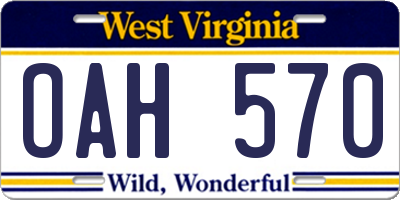 WV license plate OAH570