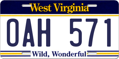 WV license plate OAH571