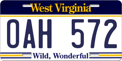 WV license plate OAH572