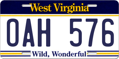 WV license plate OAH576