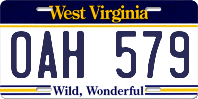 WV license plate OAH579