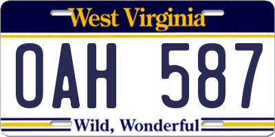 WV license plate OAH587