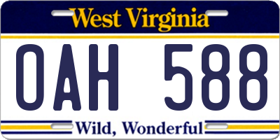 WV license plate OAH588