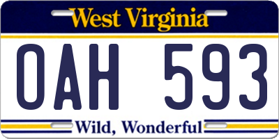 WV license plate OAH593