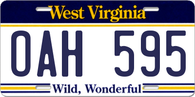 WV license plate OAH595