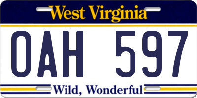 WV license plate OAH597