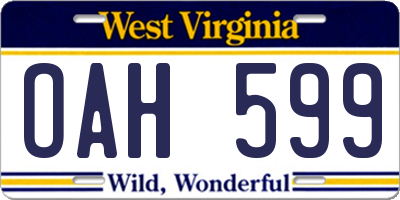 WV license plate OAH599