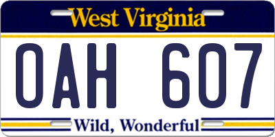 WV license plate OAH607