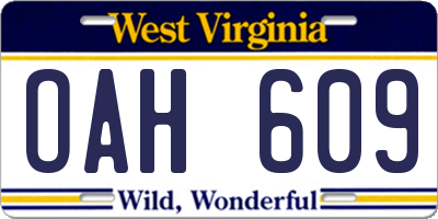 WV license plate OAH609