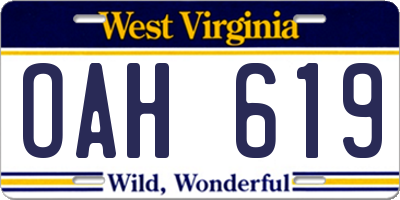WV license plate OAH619