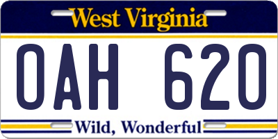 WV license plate OAH620