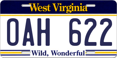 WV license plate OAH622