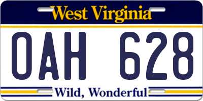 WV license plate OAH628