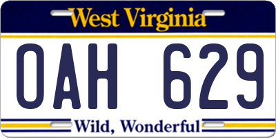 WV license plate OAH629