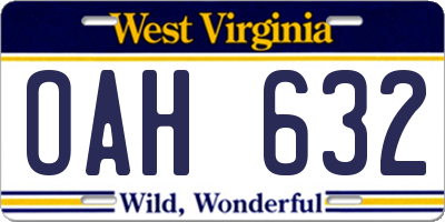 WV license plate OAH632