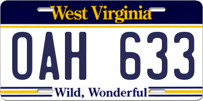 WV license plate OAH633