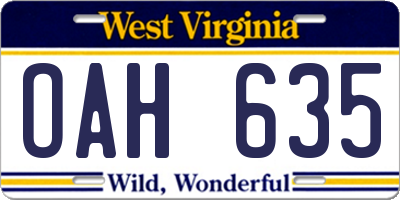 WV license plate OAH635