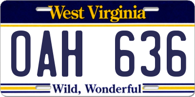 WV license plate OAH636