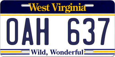 WV license plate OAH637