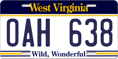 WV license plate OAH638
