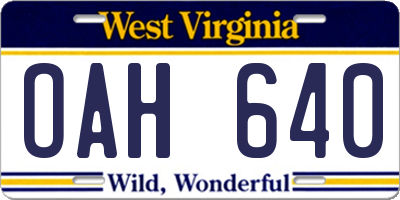 WV license plate OAH640