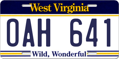 WV license plate OAH641
