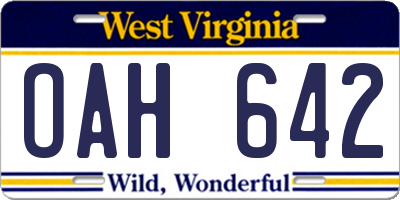 WV license plate OAH642