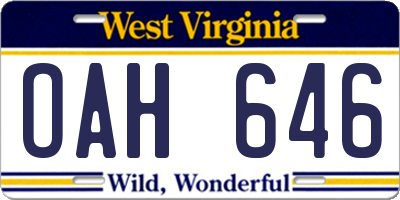 WV license plate OAH646