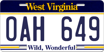 WV license plate OAH649