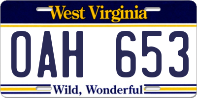WV license plate OAH653